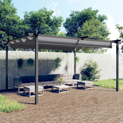 vidaXL Pavilion de grădină, acoperiș retractabil, antracit, 4x3 m foto