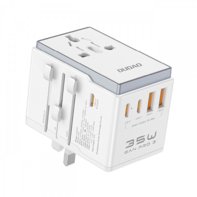 Incarcator Retea Dudao Travel A35Pro, 35W, 3A, 2 x USB-A - 3 x USB-C, Alb foto