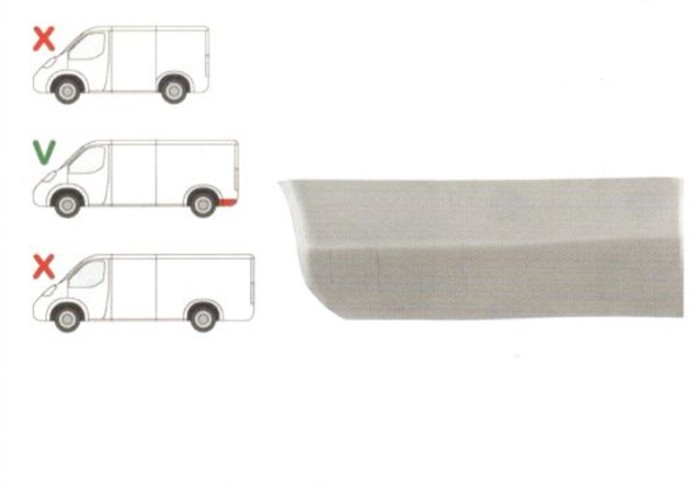 Segment reparatie aripa spate Mercedes Sprinter 1995-2007, VW LT 1995-2006 L=1950 Partea Stanga, Spate in spatele rotii , baza roti :3550 mm,inaltime