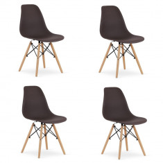 Set 4 scaune stil scandinav, Artool, Osaka, PP, lemn, cafeniu, 46x54x81 cm