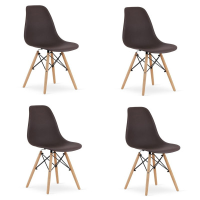 Set 4 scaune stil scandinav, Artool, Osaka, PP, lemn, cafeniu, 46x54x81 cm foto