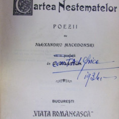 CARTEA NESTEMATELOR, POEZII de ALEXANDRU MACEDONSKI , 1923