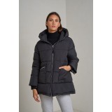 Geaca dama neagra oversized cu gluga, Liva