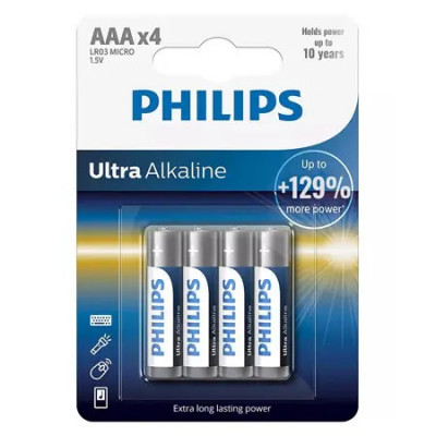 Baterie Ultra Alkaline Lr3 Aaa Blister 4 Buc Philips foto
