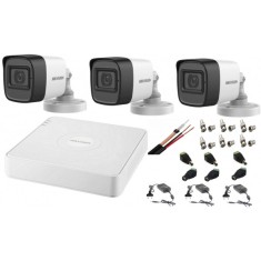 Sistem supraveghere audio-video Hikvision 3 camere Turbo HD 2MP DVR 4 canale SafetyGuard Surveillance foto