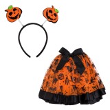 Set Deghizare Halloween, Model Fustă Tutu și Coroniță, Multicolor, 2 Bucăți, Mărime Ajustabilă 23-40cm, Material Poliester și Fetru