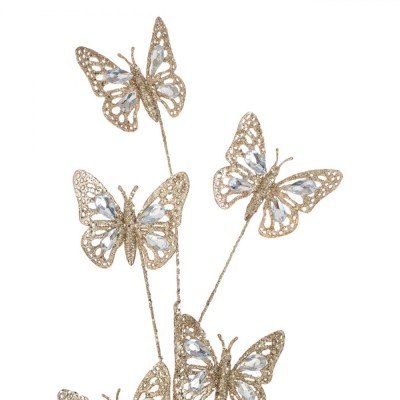Crenguță Decorativă, Model Fluturi, Culoare Aurie, &amp;Icirc;nălțime 79 cm foto