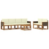 vidaXL Set de canapele de exterior cu pernă 6 pcs Natural și Crem 3385006