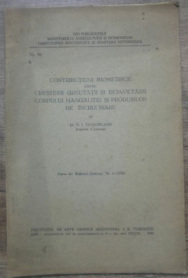 Contributiuni biometrice asupra cresterii greutatii corpului Mangalitei/ 1930 foto
