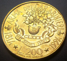 Moneda COMEMORATIVA 200 LIRE - ITALIA, anul 1994 *cod 4430 A - CARABINIERI foto