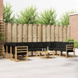 vidaXL Set de canapele de exterior cu pernă 11 pcs Alb și negru 3389922