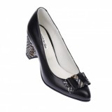 Pantofi eleganti dama, negri, din piele naturala box, toc 6 cm - NA41NEGRU
