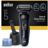Aparat electric de ras Braun Seria 5 52-B7000CC, Autonomie pana la 50 de minute, Statie SmartCare 4-in-1, Fara fir, Utilizare umeda/uscata, 100% Rezis