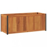 Cumpara ieftin Jardiniera de gradina, 110x45x44 cm, lemn masiv acacia/otel