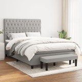 Cumpara ieftin Pat box spring cu saltea, gri deschis, 140x190 cm, textil