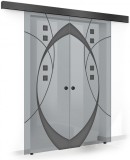 Usa culisanta Boss &reg; Duo Black model Shine negru, 60+60x215 cm, sticla gri securizata, glisanta in ambele directii