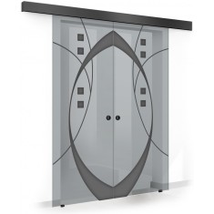 Usa culisanta Boss &reg; Duo Black model Shine negru, 60+60x215 cm, sticla gri securizata, glisanta in ambele directii