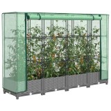 VidaXL Strat &icirc;nălțat cu husă de seră, aspect ratan, 160x40x123 cm