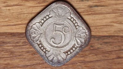 R08 Olanda - moneda de colectie raruta - 5 cents 1923 - romboidala - spectaculoasa ! foto