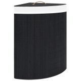 Cos de rufe din bambus de colt, negru, 60 L
