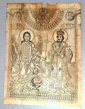 Icoana veche "Sfantul Ioan Botezatorul si Sfantul Nicolae" gravura Muntele Athos 1835