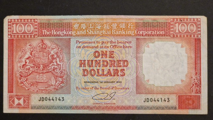 100 Dolari 1990 Hong Kong VF
