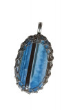 Pandantiv cu Opal Qwyhee, fir metalic Argint, Bleu, 4.5 cm
