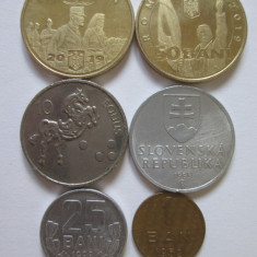 Lot 6 monede colectie:Romania,Slovenia,Slovacia,Moldova,vedeti foto