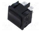 Comutator Rocker DPDT 3 poziții (ON)-OFF-(ON) 6A 250V negru Marquardt