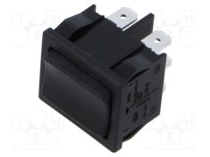 Comutator Rocker DPDT 3 poziții (ON)-OFF-(ON) 6A 250V negru Marquardt