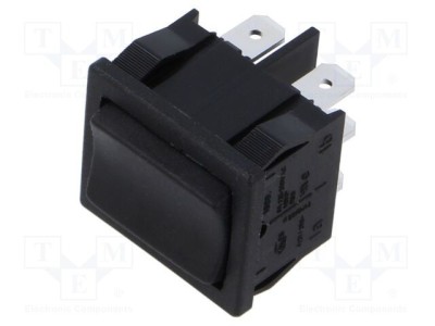 Comutator Rocker DPDT 3 poziții (ON)-OFF-(ON) 6A 250V negru Marquardt foto