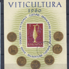 ROMANIA 1960 – VITICULTURA colita stampilata, DB10
