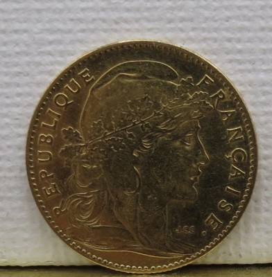 Moneda de aur de 10 franci din 1901 foto