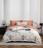 Cumpara ieftin Lenjerie de lux pentru pat dublu,bumbac finet,6 piese,cearceaf cu elastic,alba caramiziu,cu flori-A1011, Jojo Home
