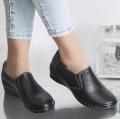 Pantofi casual mocasini nemeshy negru piele naturala, 36