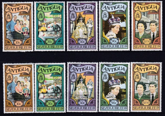 DB1 Antigua 1977 Jubileu 25 ANi + Vizita Supratipar 8 v. MNH