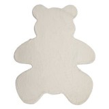 Covor Decorativ pentru Copii, Forma de Ursulet, Blana Artificiala, Off White, 90x110cm, CMCLASS