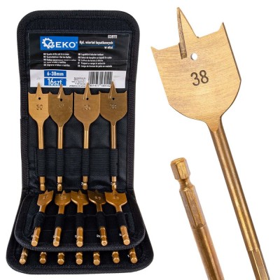 Set burghie plate pentru lemn, 16 elemente, Geko G38111 foto