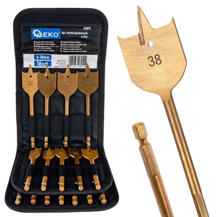 Set burghie plate pentru lemn, 16 elemente, Geko G38111