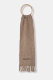 Karl Lagerfeld fular femei, culoarea maro, neted, 246W3305
