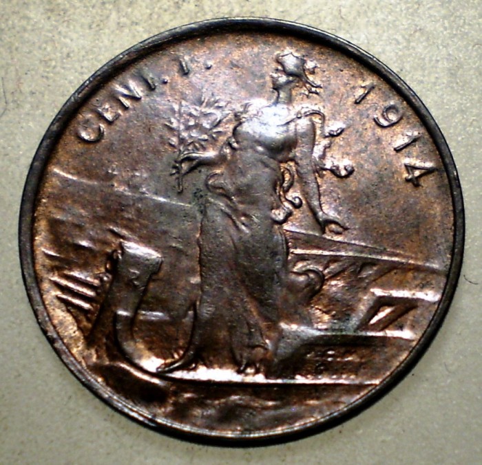 E.132 ITALIA VITTORIO EMANUELE III 1 CENTESIMO 1914 R XF/AUNC