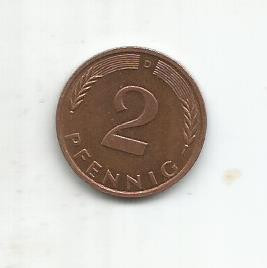 (No2) moneda-RFG Germania-2 PFENNIG-1995 D foto