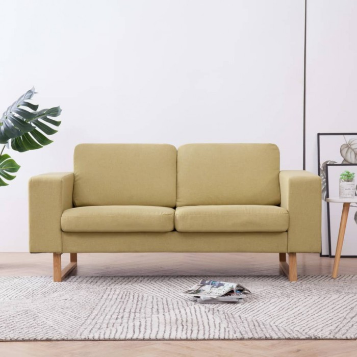 vidaXL Canapea cu 2 locuri, verde, material textil 281387