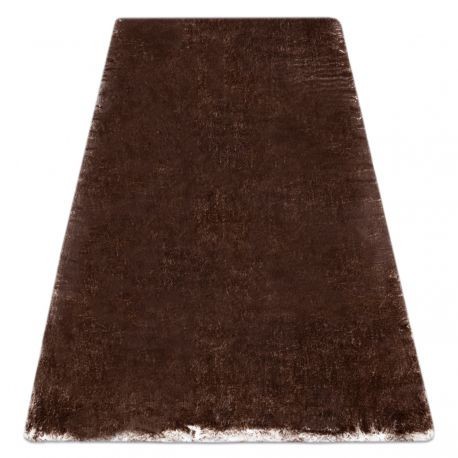 Covor modern de spălat LAPIN shaggy, antiderapant fildeș / ciocolată, 80x150 cm