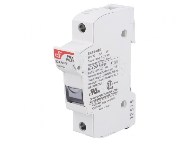 Clema siguranțe cilindrice 32A 10,3x38mm pentru șină DIN