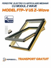 Fereastra electro cu articulare mediana, Fakro, cu modul Z-WAVE FTP-V U5 foto