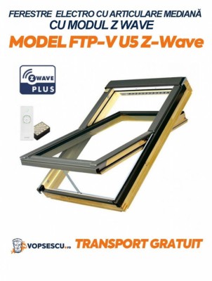 Fereastra electro cu articulare mediana, Fakro, cu modul Z-WAVE FTP-V U5 foto