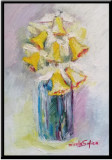 Narcise, tablou pictura ulei pe panza un cadou de neuitat, Flori, Impresionism
