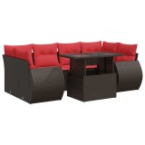 Cumpara ieftin Set canapele de gradina cu perne, 7 piese, maro, poliratan