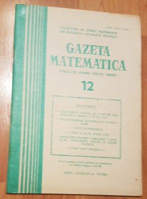 Gazeta matematica - Nr. 12 din 1983 foto